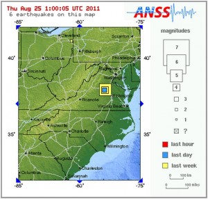 USGS Virgina Earthquakes